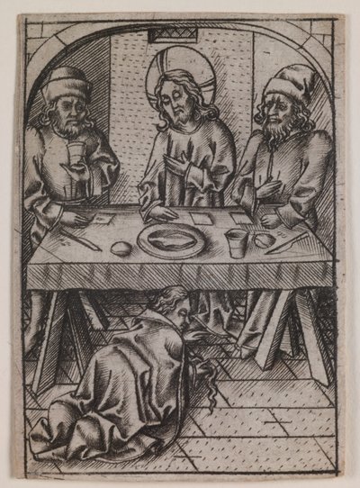 Maria Magdalena vasker Kristi fødder, ca. 1500 (kobberstik) af Israhel van the younger Meckenem