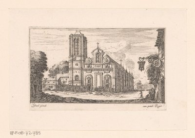 Udsigt over Notre-Dame-des-Vertus Notre Dame des Vertus (titel på objekt) Forskellige udsigter over kirker, slotte og byer (serietitel) af Israël Silvestre