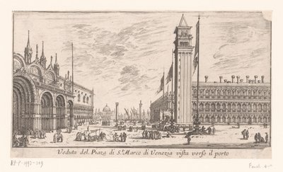 Udsigt over Markuspladsen i Venedig Veduta del Piazza di St. Marco di Venezia vista verso il porto (titel på objektet) Udsigt over Rom og Venedig (serietitel) Vues de Rome et de Venise (serietitel) af Israël Silvestre