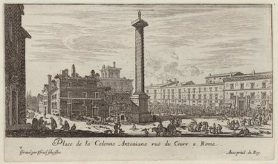 Place de la Colonne Antoniane rue du Cours i Rom af Israël Silvestre