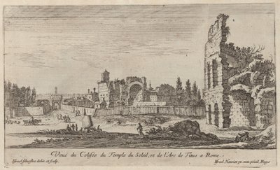 Udsigt over Colosseum i Soltemplet og Titusbuen i Rom af Israël Silvestre