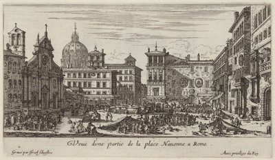 Udsigt over en del af Piazza Navona i Rom af Israël Silvestre