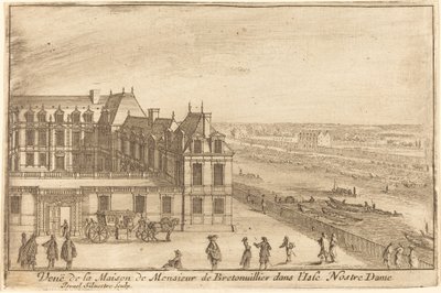 Udsigt over House of Monsieur de Bretonuiller i Isle Nostre Dame af Israël Silvestre