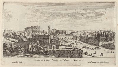 Udsigt over Campo Vaccino og Colosseum i Rom af Israël Silvestre