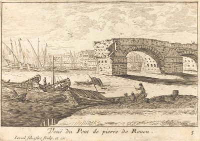 Udsigt over stenbroen i Rouen af Israël Silvestre