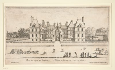 Udsigt over Chateau Liencourt: Forpladsen af Israël Silvestre