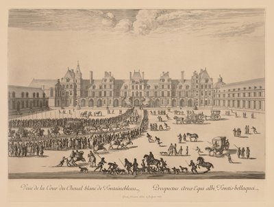 Udsigt over Cour du Cheval-Blanc i Fontainebleau af Israël Silvestre
