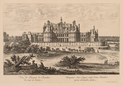 Udsigt over Château de Chambord, fra siden af ​​indgangen, 1678. af Israël Silvestre