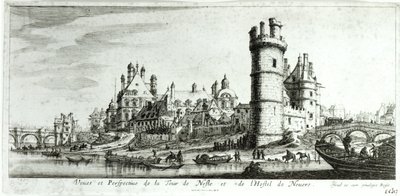 Perspektiv udsigt over Tour de Nesle og Hotel de Nevers af Israël Silvestre the Younger