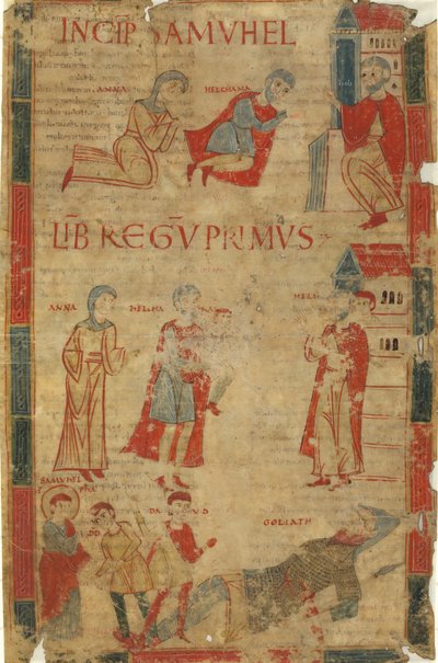 Fire scener fra den første Samuelsbog af Italian 11th Century