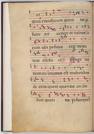 Blad 1 fra et antifonalt fragment (verso) af Italian 13th Century