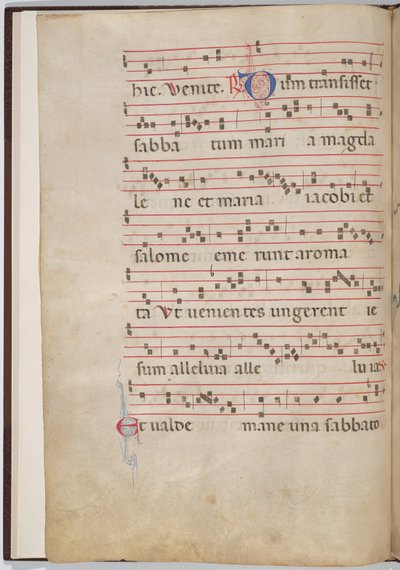 Blad 2 fra et antifonalt fragment (verso) af Italian 13th Century