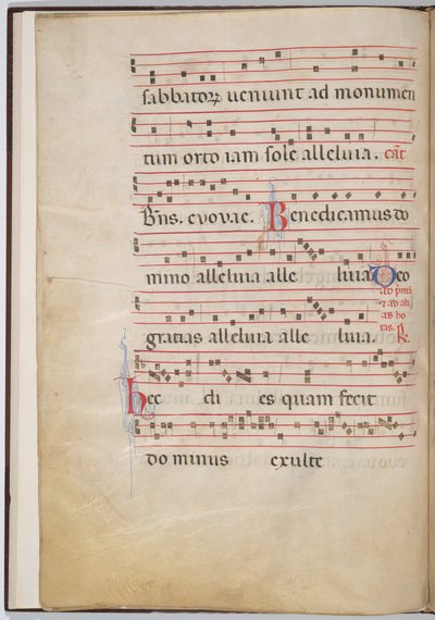 Blad 4 fra et antifonalt fragment (verso) af Italian 13th Century