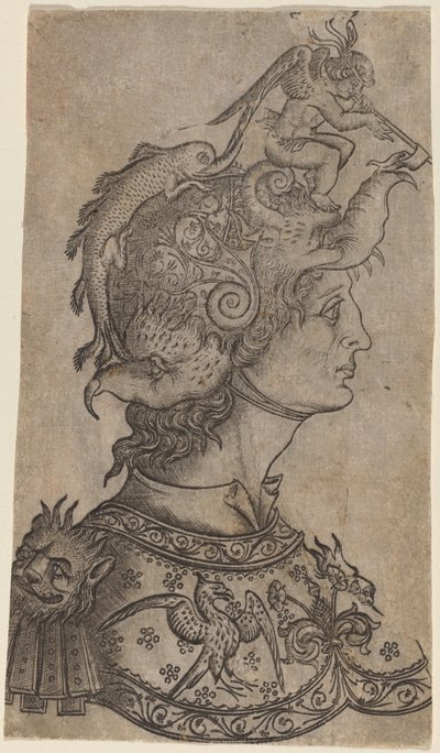 Mand i en fantastisk hjelm af Italian 15th Century