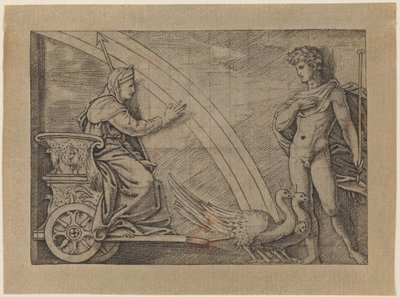 Juno i en vogn trukket af påfugle af Italian 16th Century