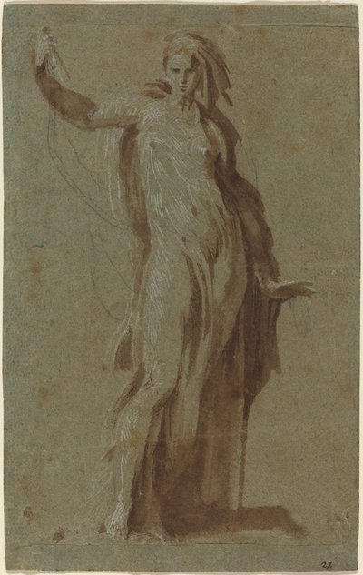 Stående kvinde holder en rulle af Italian 16th Century