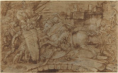 Horatius Cocles forsvarer Rom af Italian 16th Century or Master of the Victoria and Albert Diableries