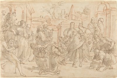 Josef og hans bror i Egypten [verso] af Italian 17th Century
