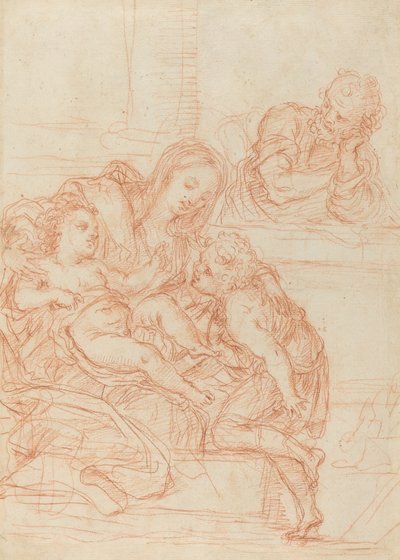 Madonna og barn med de hellige Johannes og Joseph [recto] af Italian 17th Century