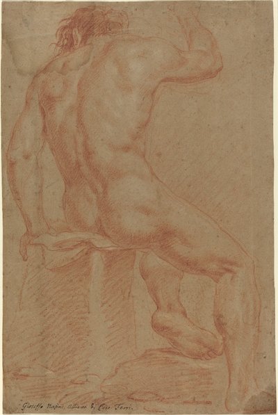 Nøgen mandsfigur [recto] af Italian 17th Century