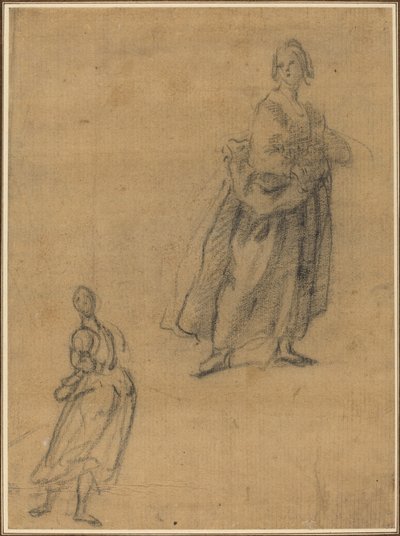 To undersøgelser af en stående kvinde af Italian 17th Century