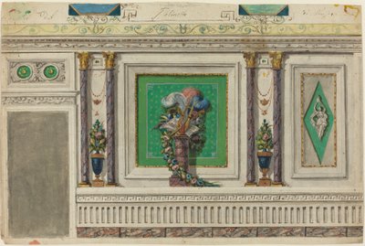 Design til en væg i et musikrum [recto] af Italian 18th Century