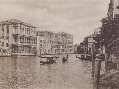 Canal Grande E Palazzo Browning (s/h-billede) af Italian Photographer