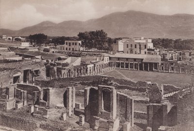 Gladiatorernes kaserne med panorama, fægteskolen (s/h-billede) af Italian Photographer