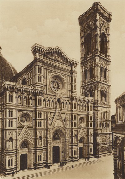 Firenze / Firenze: Facaden af ​​katedralen, Arch De Fabris og del Moro (s/h foto) af Italian Photographer