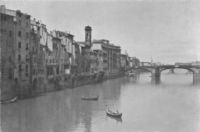 Firenze, udsigt over Arno med S Trinita-broen (s/h-billede) af Italian Photographer