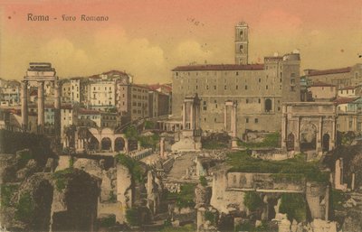 Forum Romanum, Rom. Postkort sendt i 1913 af Italian Photographer