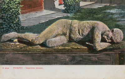 Frosset menneske i museet i Pompeji. Postkort sendt i 1913. af Italian Photographer