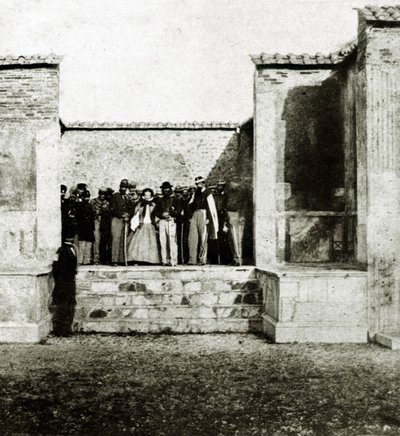 Giuseppe Garibaldi med Giuseppe Fiorelli på besøg i Pompeji af Italian Photographer