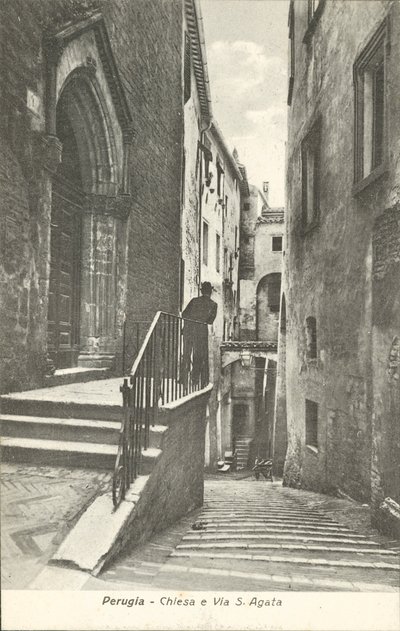 Perugia: Kirke og Via S. Agata (s/h-foto) af Italian Photographer