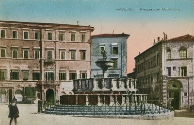 Perugia, Rådhuspladsen, ca 1910 af Italian Photographer