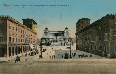 Piazza Venezia og monument til kong Victor Emmanuel II af Italien, Rom. Postkort sendt i 1913. af Italian Photographer