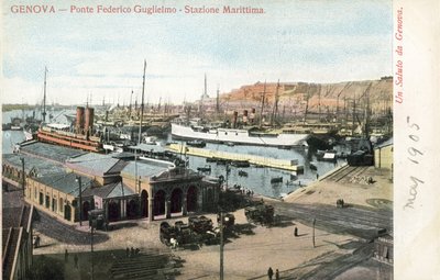 Ponte Federico Guglielmo og færgeterminal, Genova af Italian Photographer