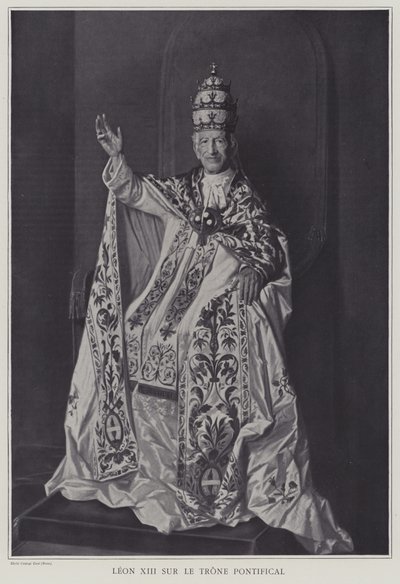 Pave Leo XIII på den pavelige trone (s/h foto) af Italian Photographer