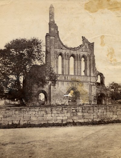Ruinerne af Byland Abbey, set fra nordvest, Storbritannien, omkring 1890 af Italian Photographer