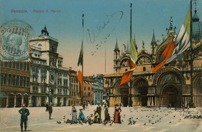 Markuspladsen, Venedig. Postkort sendt i 1913. af Italian Photographer