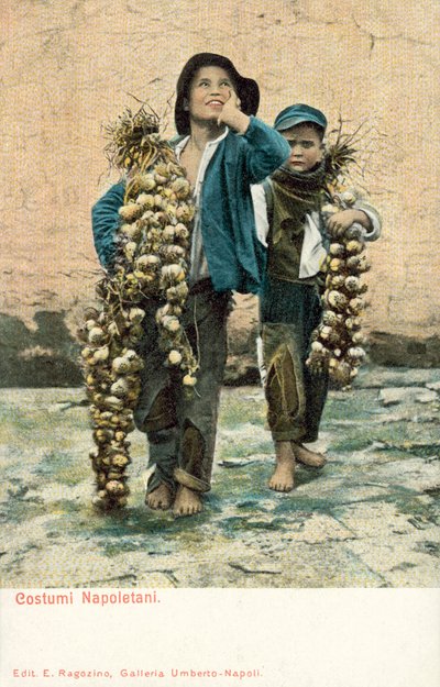 Unge hvidløgssælgere, Napoli af Italian Photographer