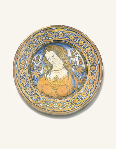 A Deruta Bella Donna Charger, c.1500-30dani af Italian School