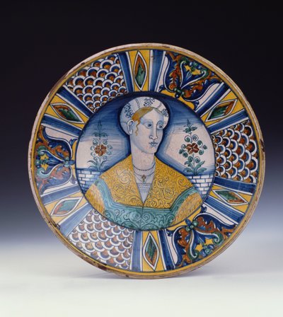 Et Deruta stort portrætfad, ca. 1530 af Italian School