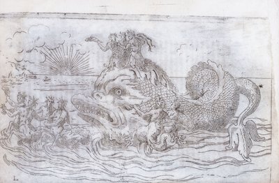 A Fantastical Fish Chariot, 1579dani af Italian School