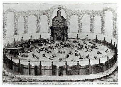 En kanin med voliere til små fugle, fra Le Fabbriche e i Giardini dellEcc. Casa Barbariga, af D. Rossetti, indgraveret af G. Campana, udgivet 1702 af Italian School