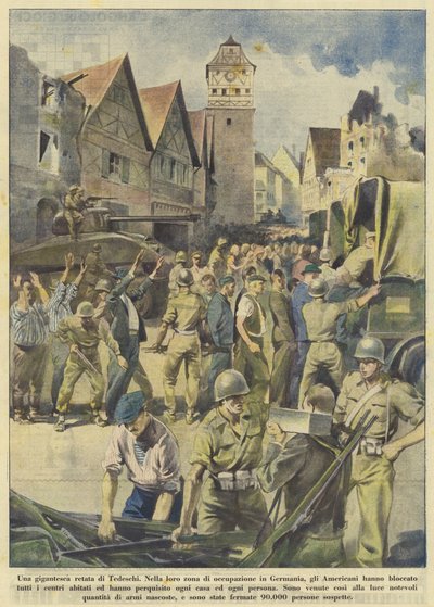 Et gigantisk raid af tyskere (farvelitografi) af Italian School