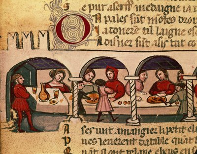 Et måltid på en kro, fra Codex Entree dEspagne af Italian School