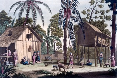 En indfødt bosættelse på Sumatra, ca. 1820