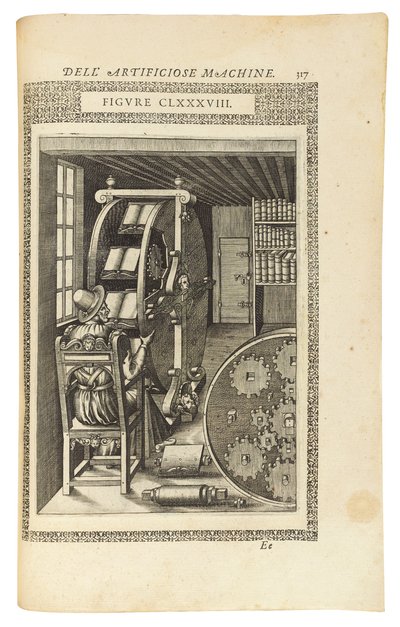 En side fra bogen "Le diverse et artificiose machine", 1588 af Italian School