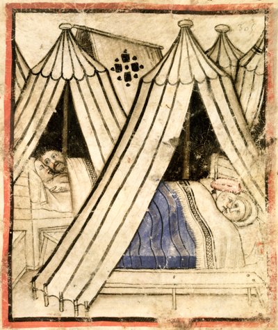 Tilføj 15277 f.51 Israelitterne hengiver sig til seksuel umoral med de moabitiske kvinder i deres telte, ca. 1350-99 (vellum) af Italian School